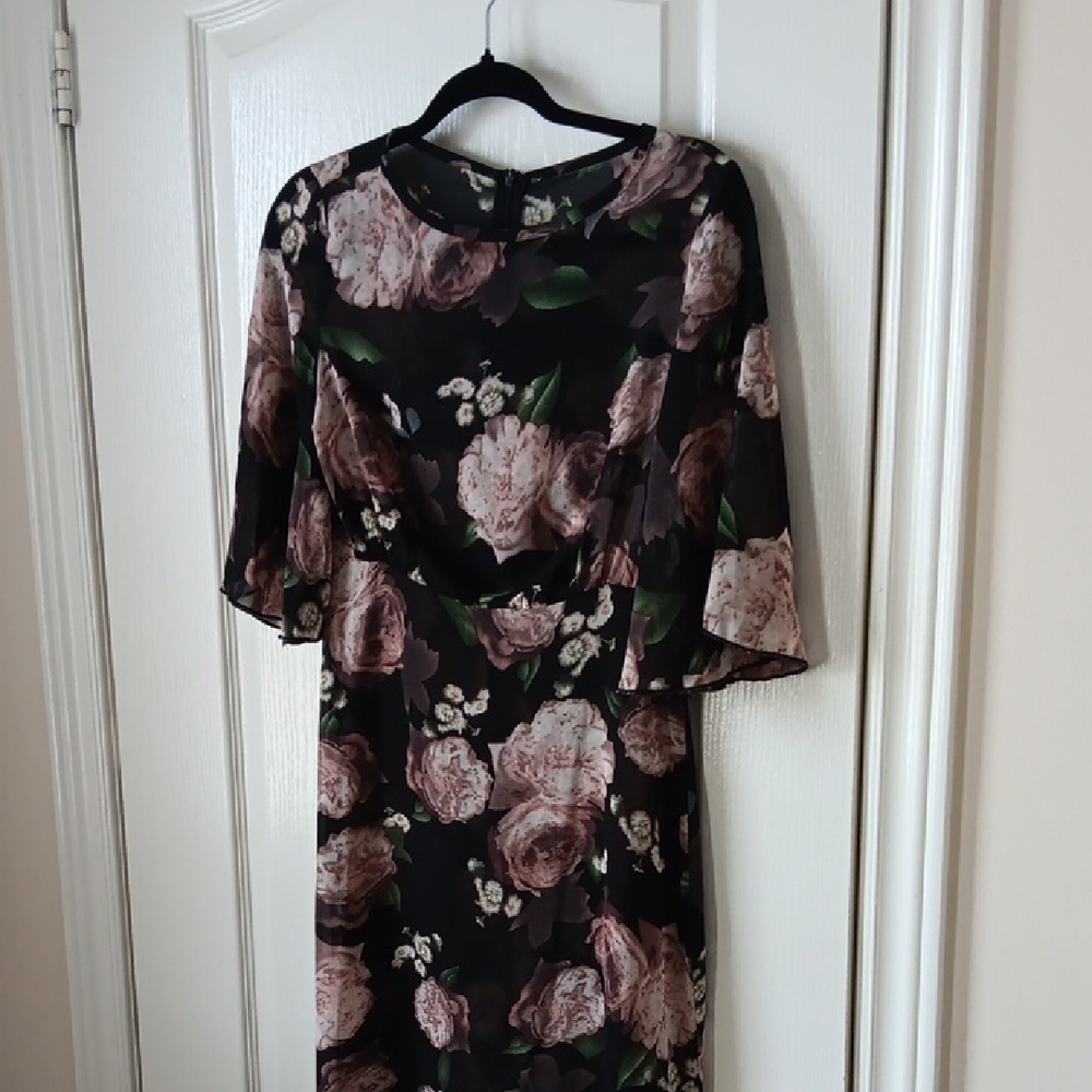 Floral Black and Pink Sheer Dress